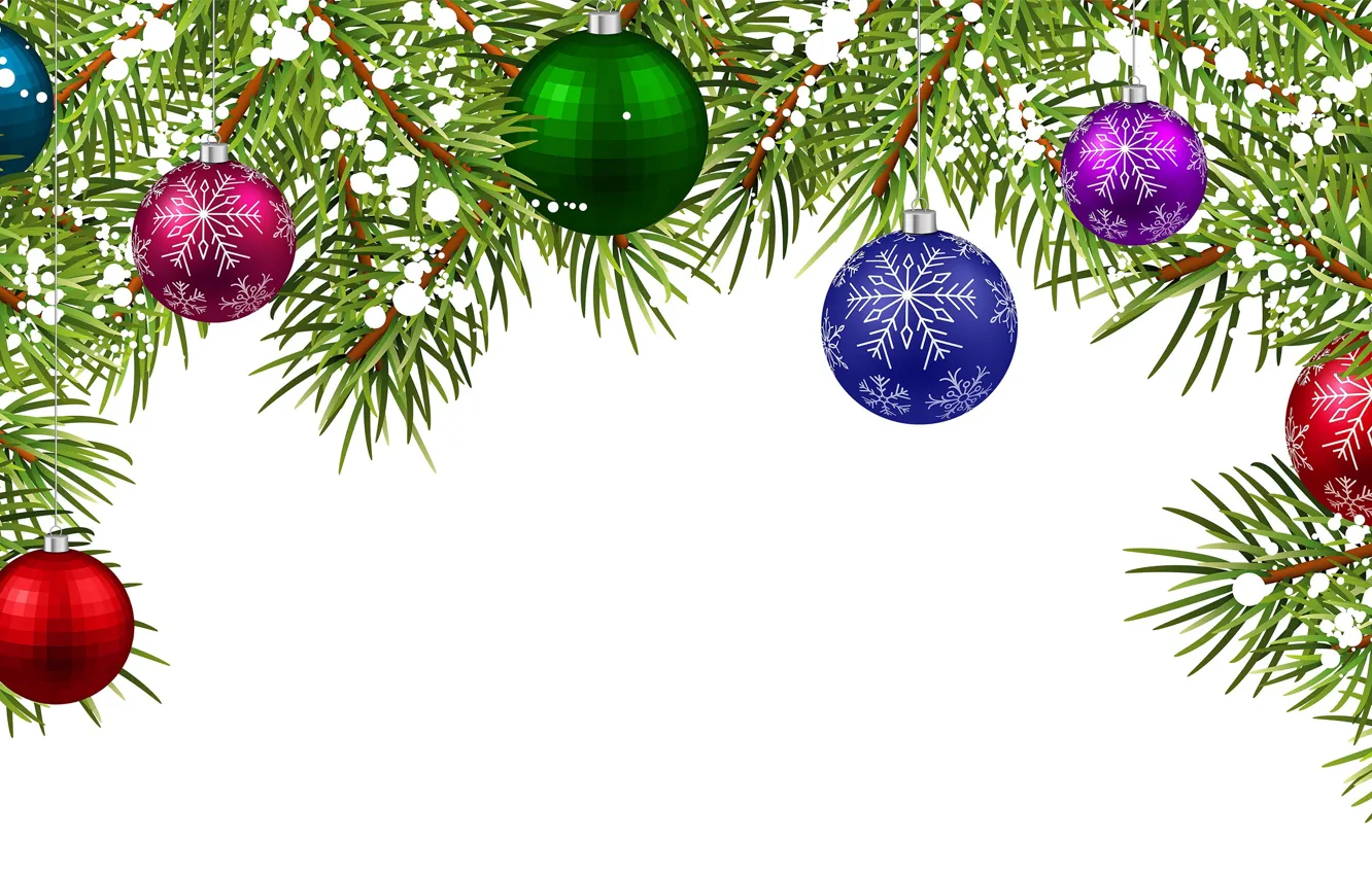 Photo wallpaper decoration, balls, tree, New Year, New Year, Happy