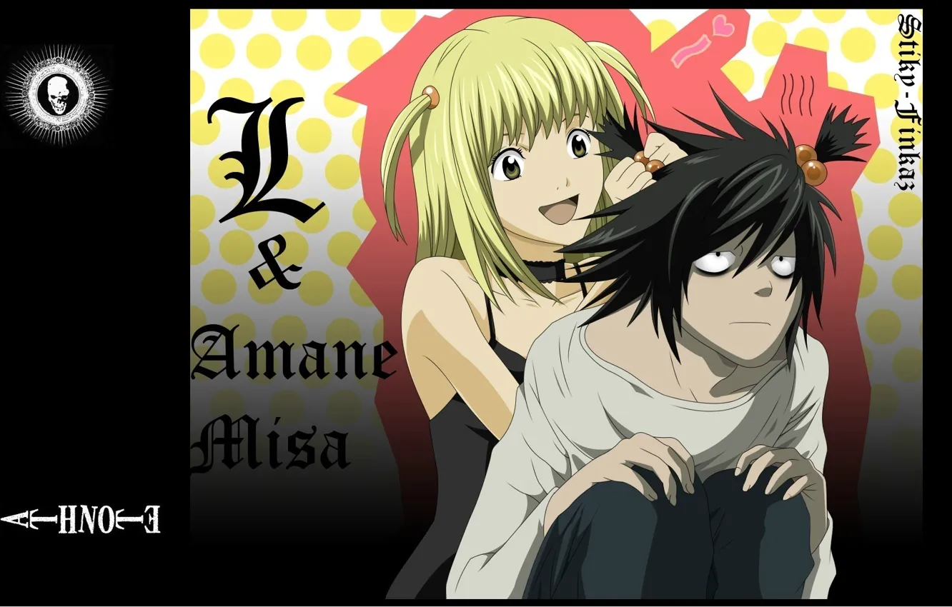 Photo wallpaper smile, hairstyle, two, Death Note, art, Takeshi Obata, Misa Amane