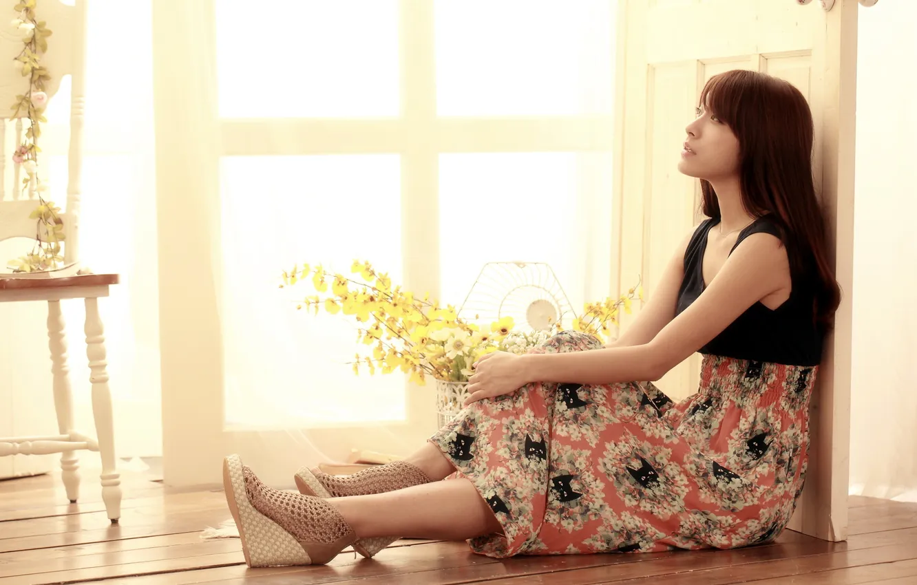 Photo wallpaper girl, background, Asian