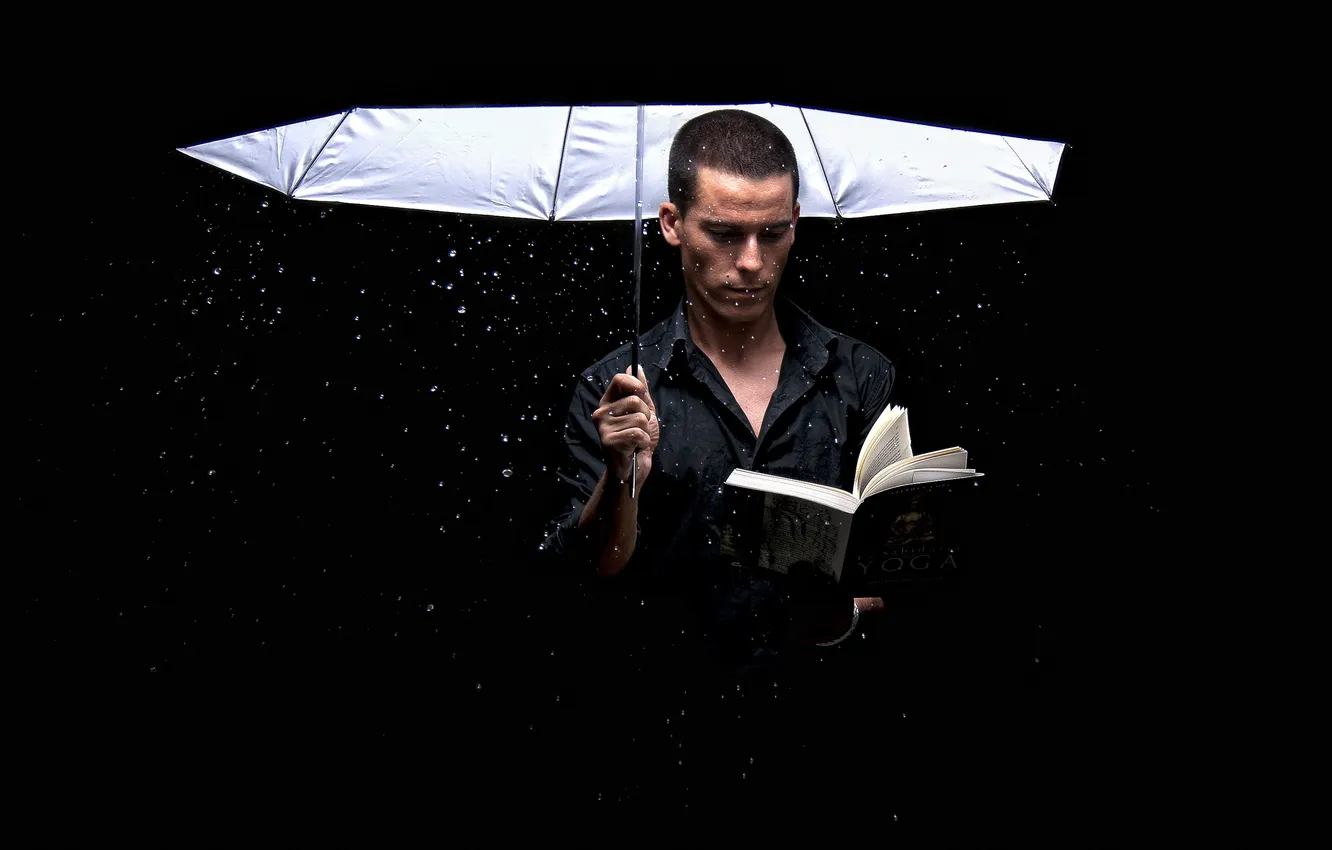 Photo wallpaper umbrella, book, male