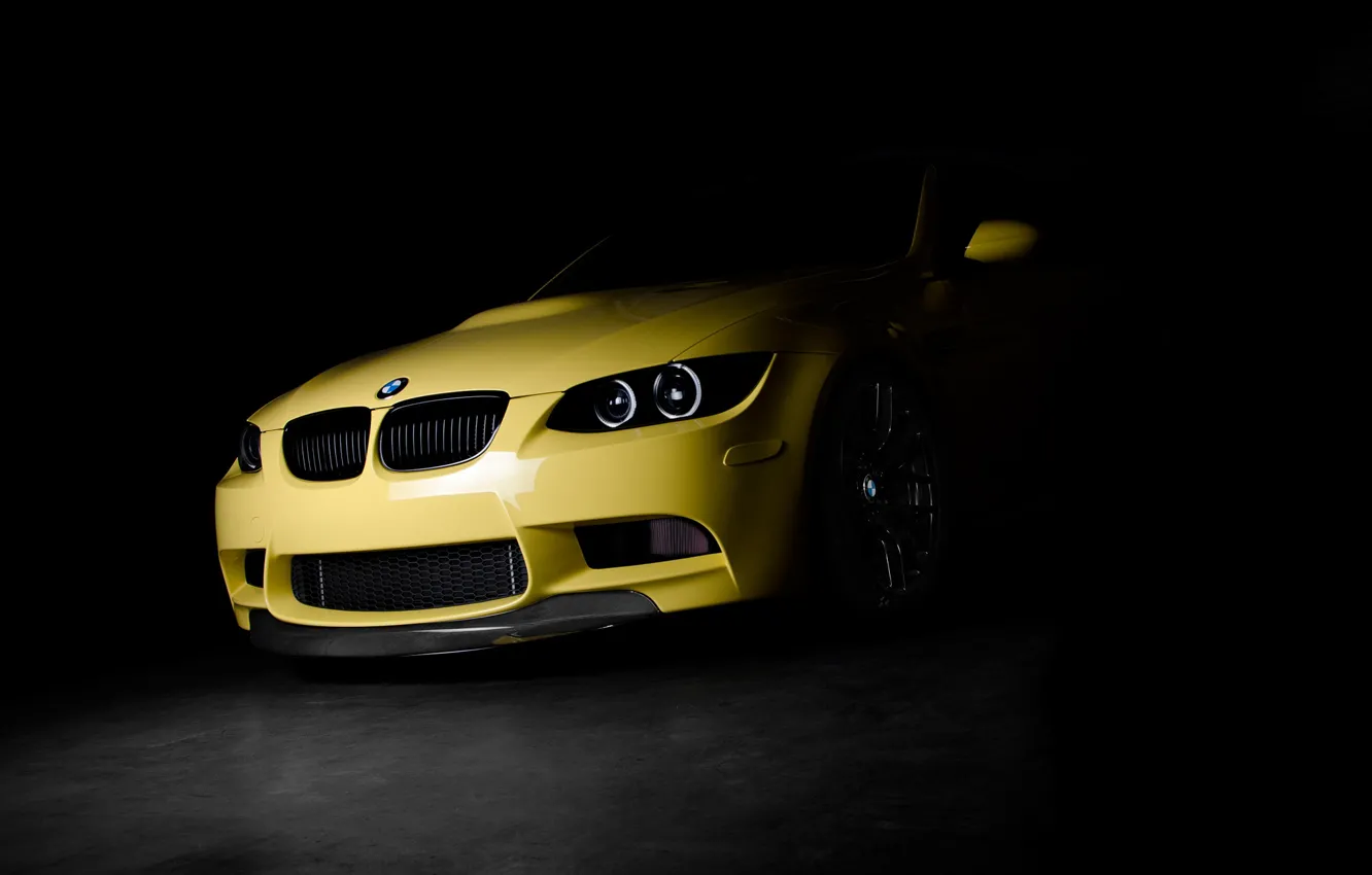 Photo wallpaper BMW, Yellow, E92, M3, Carbon lip