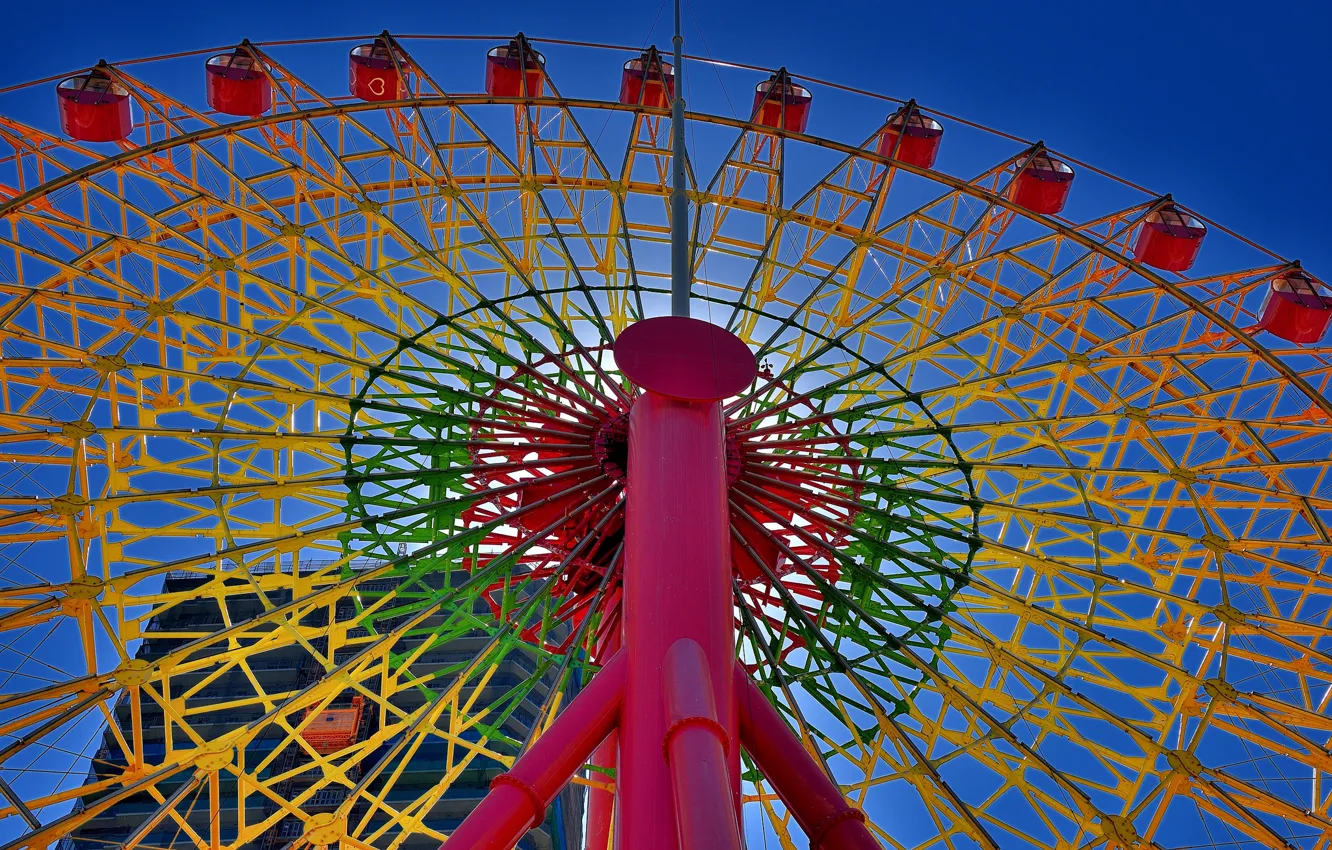 Photo wallpaper the sky, paint, attraction, Ferris wheel