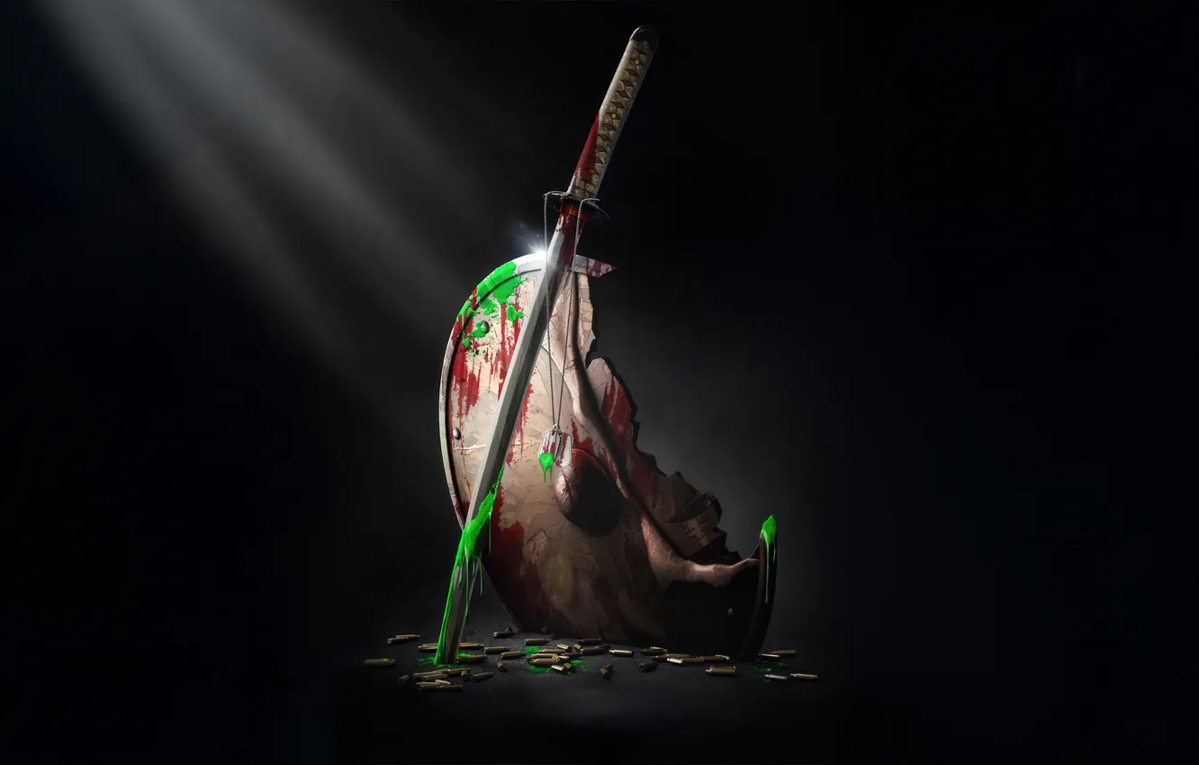 Photo wallpaper Predator, katana, shield, Killer