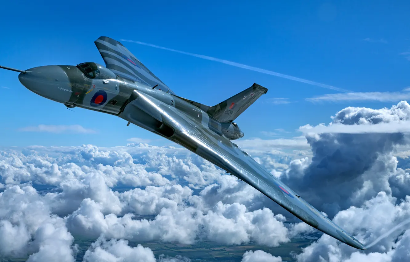 Photo wallpaper Clouds, The plane, Bomber, RAF, Royal air force, Avro Vulcan, Avro, Vulcan