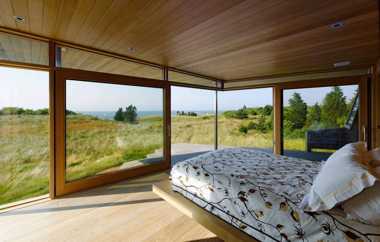 Photo wallpaper room, Bluff House, glass, interior, bedroom