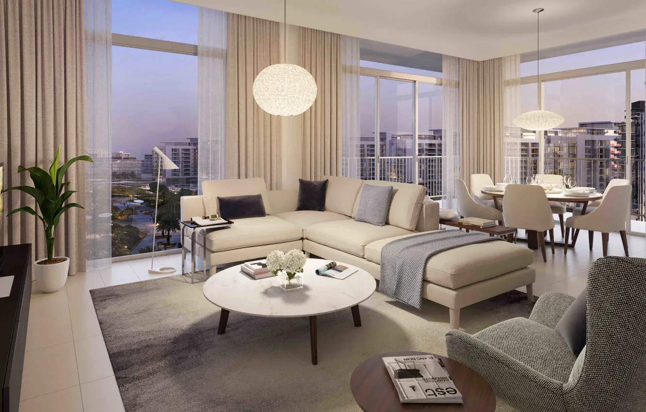 Wallpaper design, style, interior, megapolis, living room, dining room ...