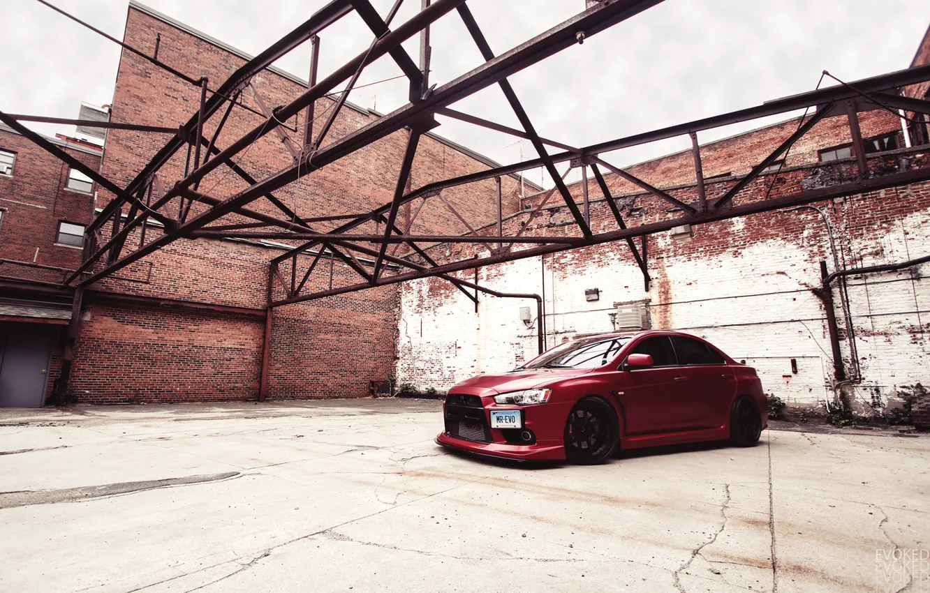 Photo wallpaper red, Mitsubishi, Lancer, Lancer, Evolution X