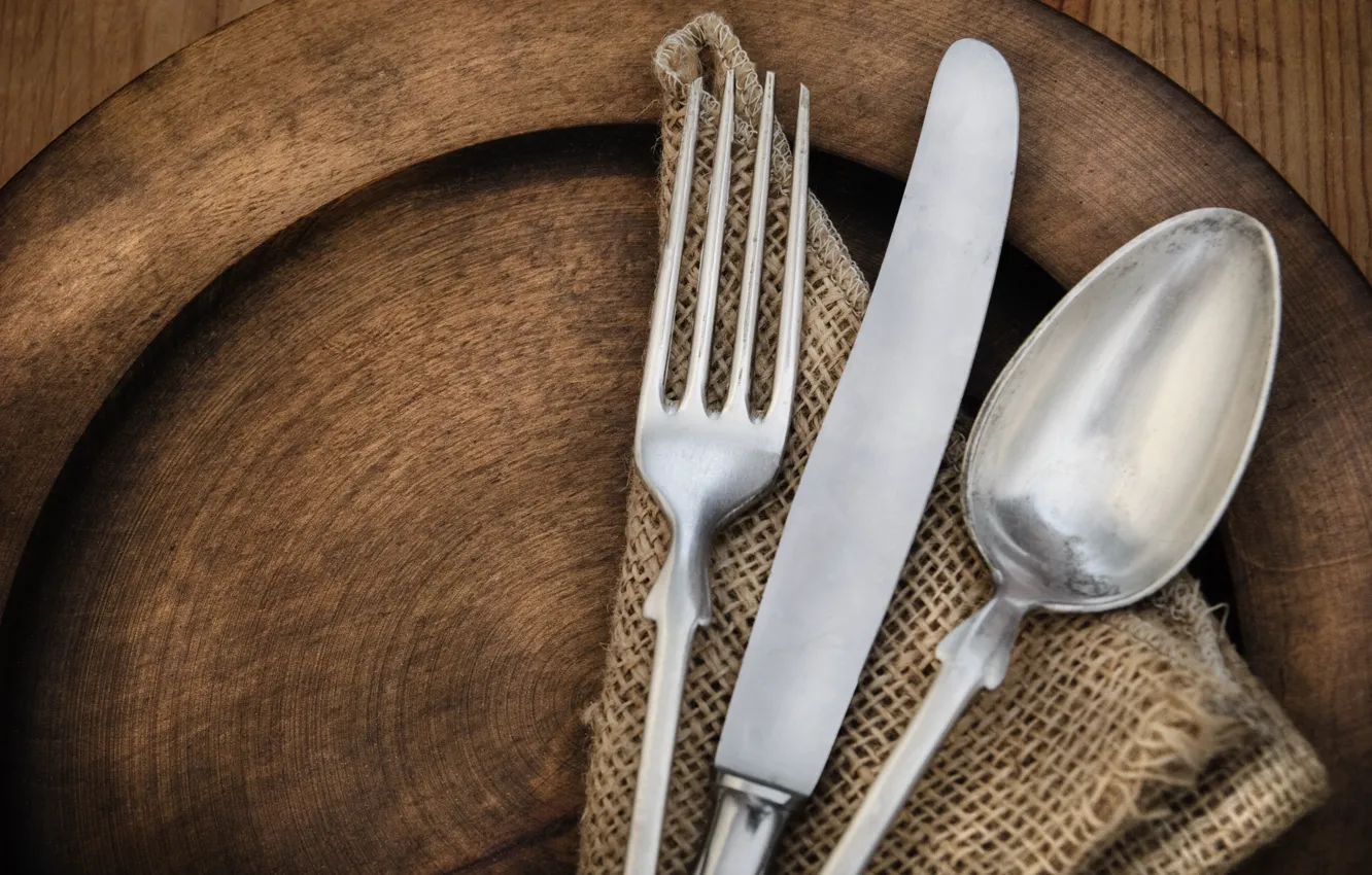 Photo wallpaper spoon, knife, plug, Cutlery