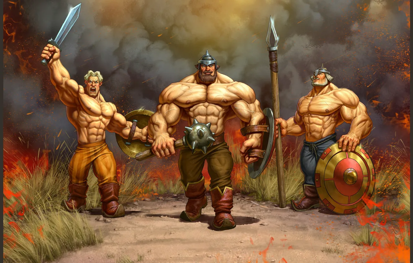 Photo wallpaper summer, mood, Russia, three heroes, Stepan Gilev, A hero with musculature.