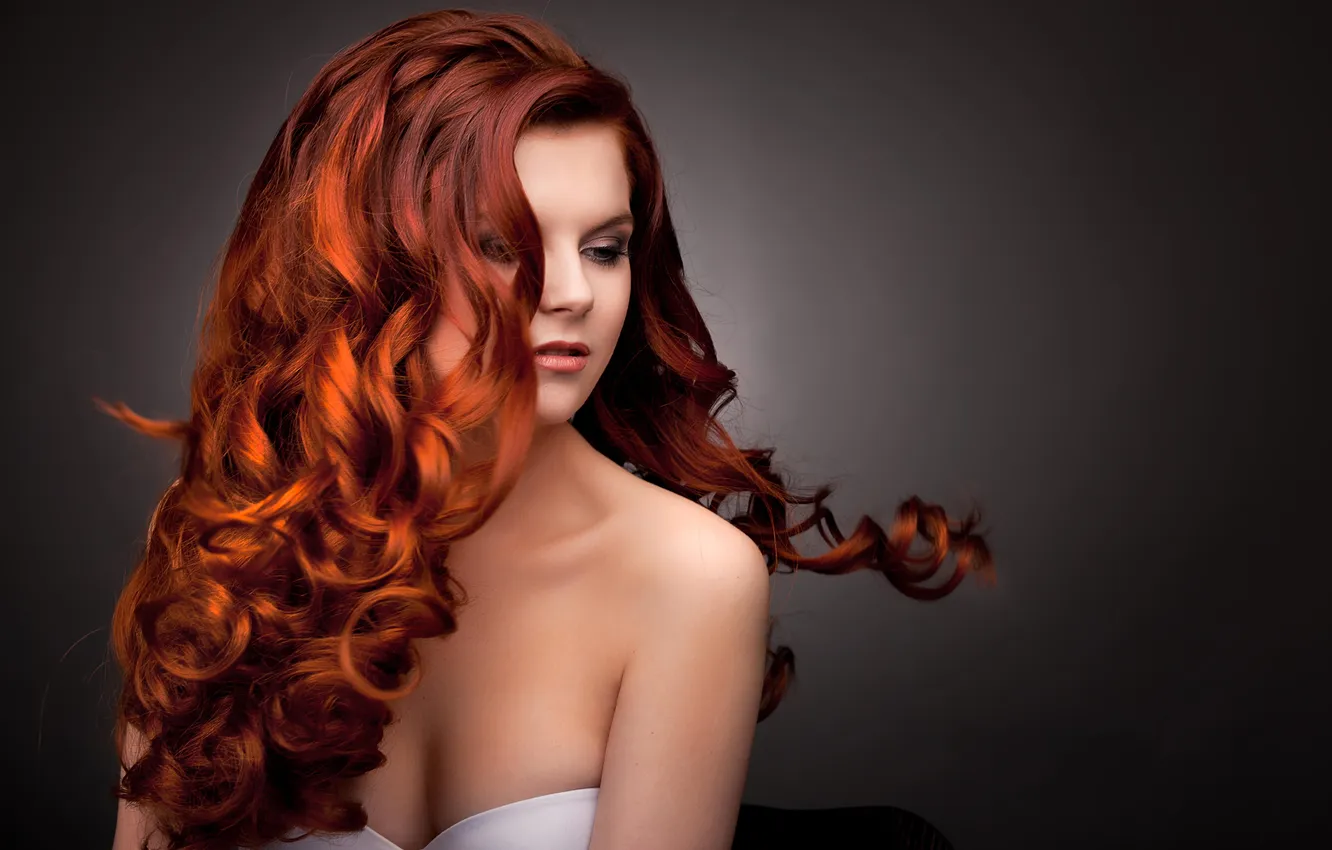 Photo wallpaper background, model, hair. red, curls. look