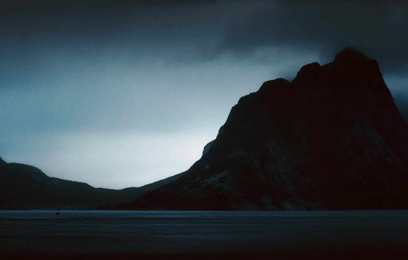 Photo wallpaper storm, sea, mountain, darkness