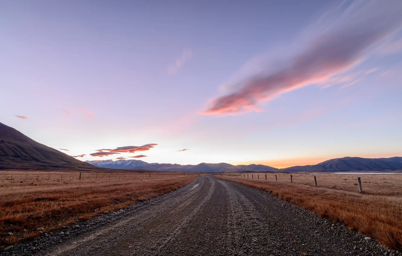 Photo wallpaper road, field, the sky