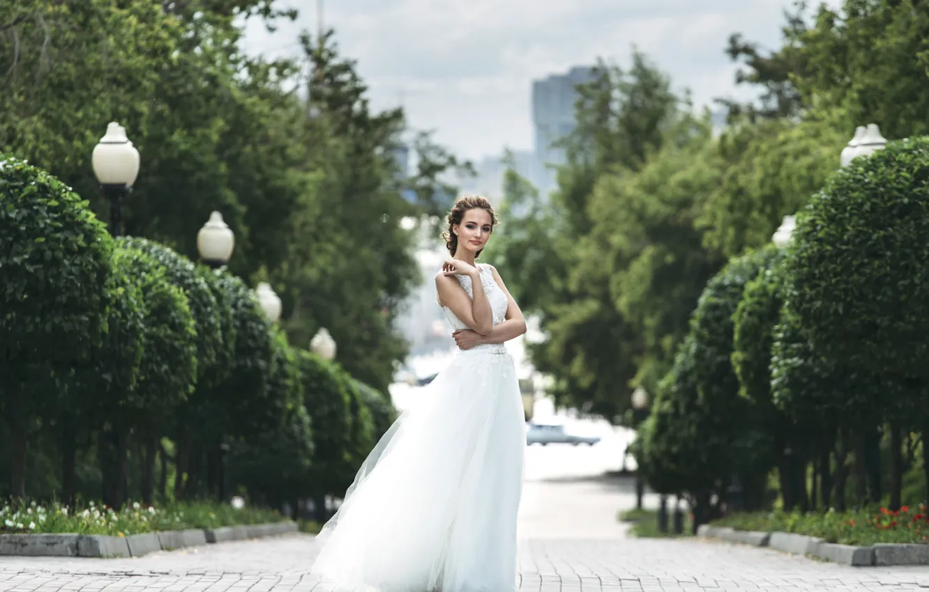 Photo wallpaper light, girl, dress, beautiful, wedding, portrait, natural, Yana