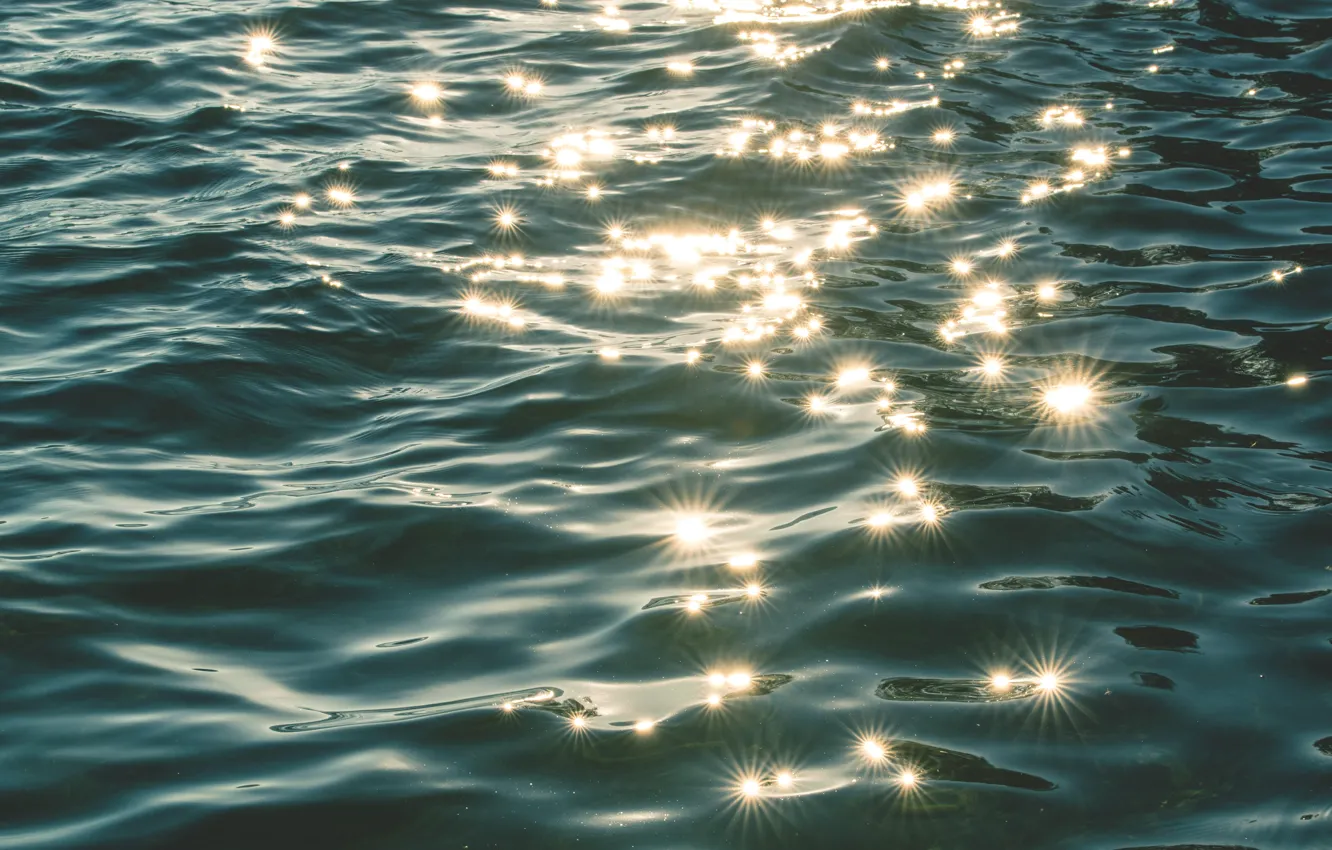 Photo wallpaper sea, wave, water, light, nature, glare, lights, ruffle