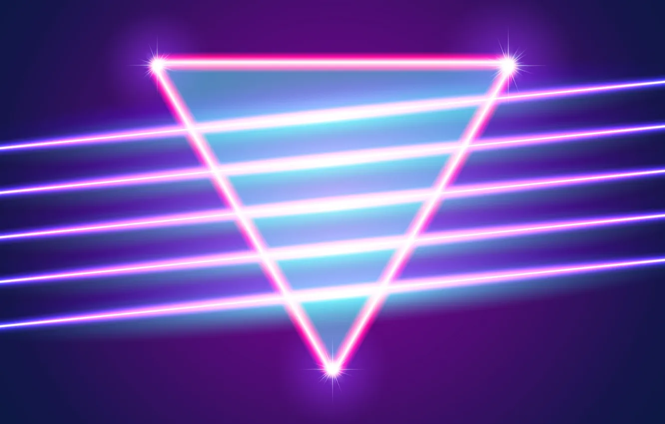 Photo wallpaper Music, Neon, Background, Triangle, Electronic, Shine, Retro, Synthpop