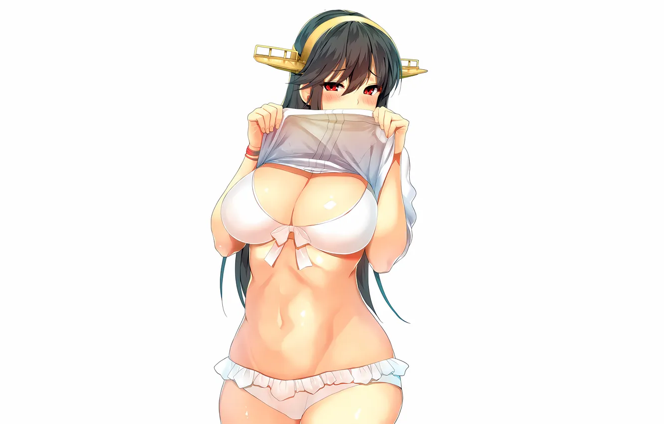 Photo wallpaper girl, sexy, cleavage, long hair, boobs, sexy girl, anime, beautiful