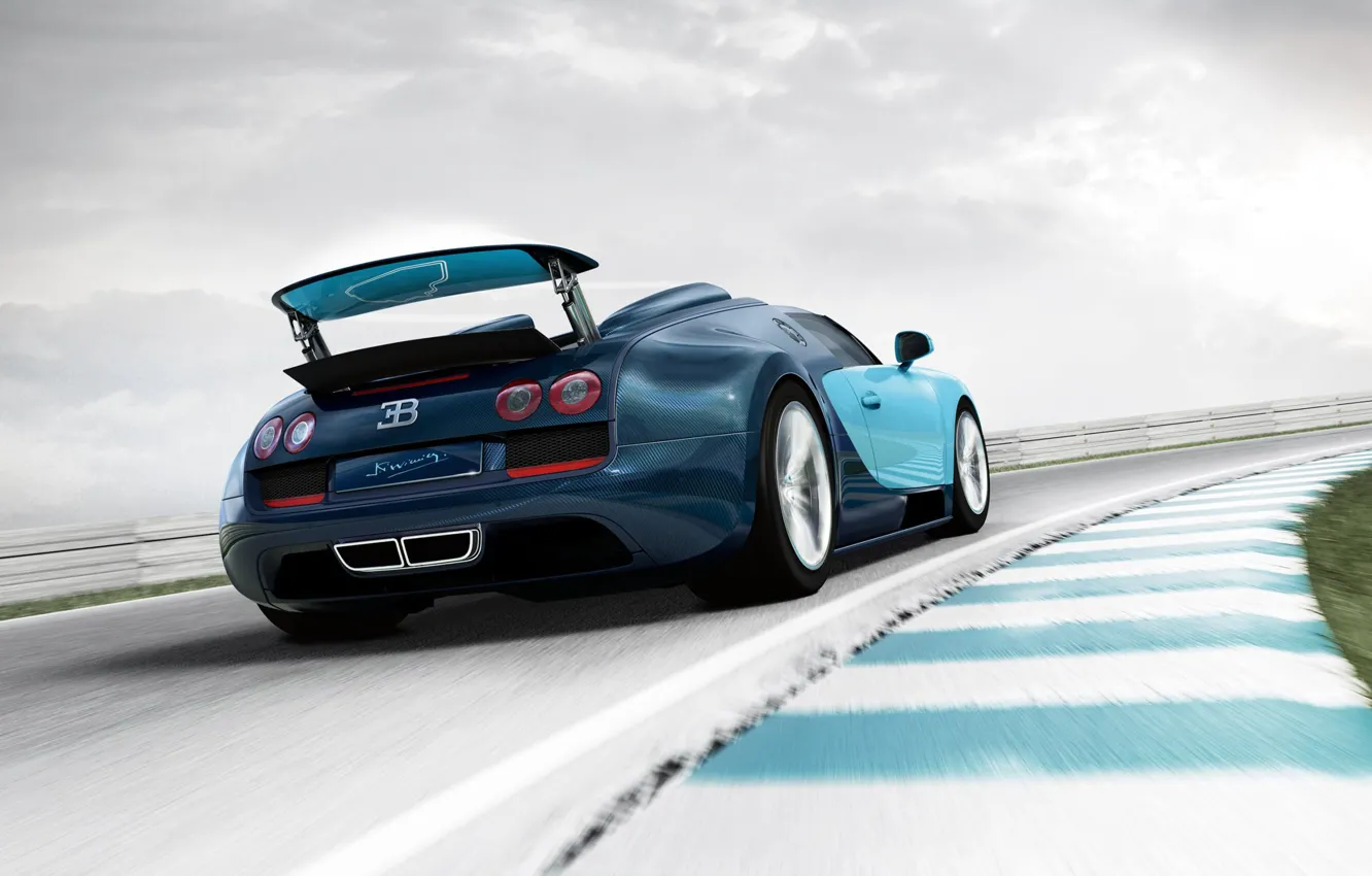 Photo wallpaper speed, track, Roadster, car, Bugatti Veyron Grand Sport Vitesse