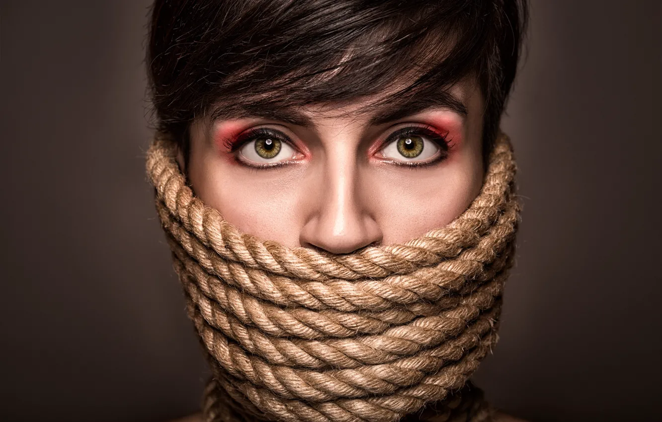 Photo wallpaper girl, portrait, rope