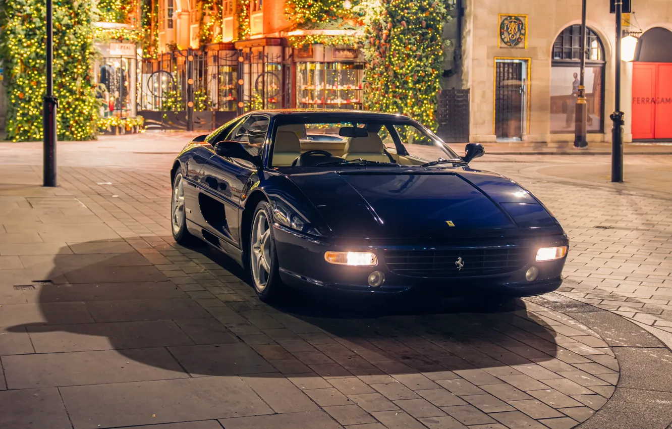 Photo wallpaper car, lights, Ferrari, F355, front view, Ferrari F355 Berlinetta