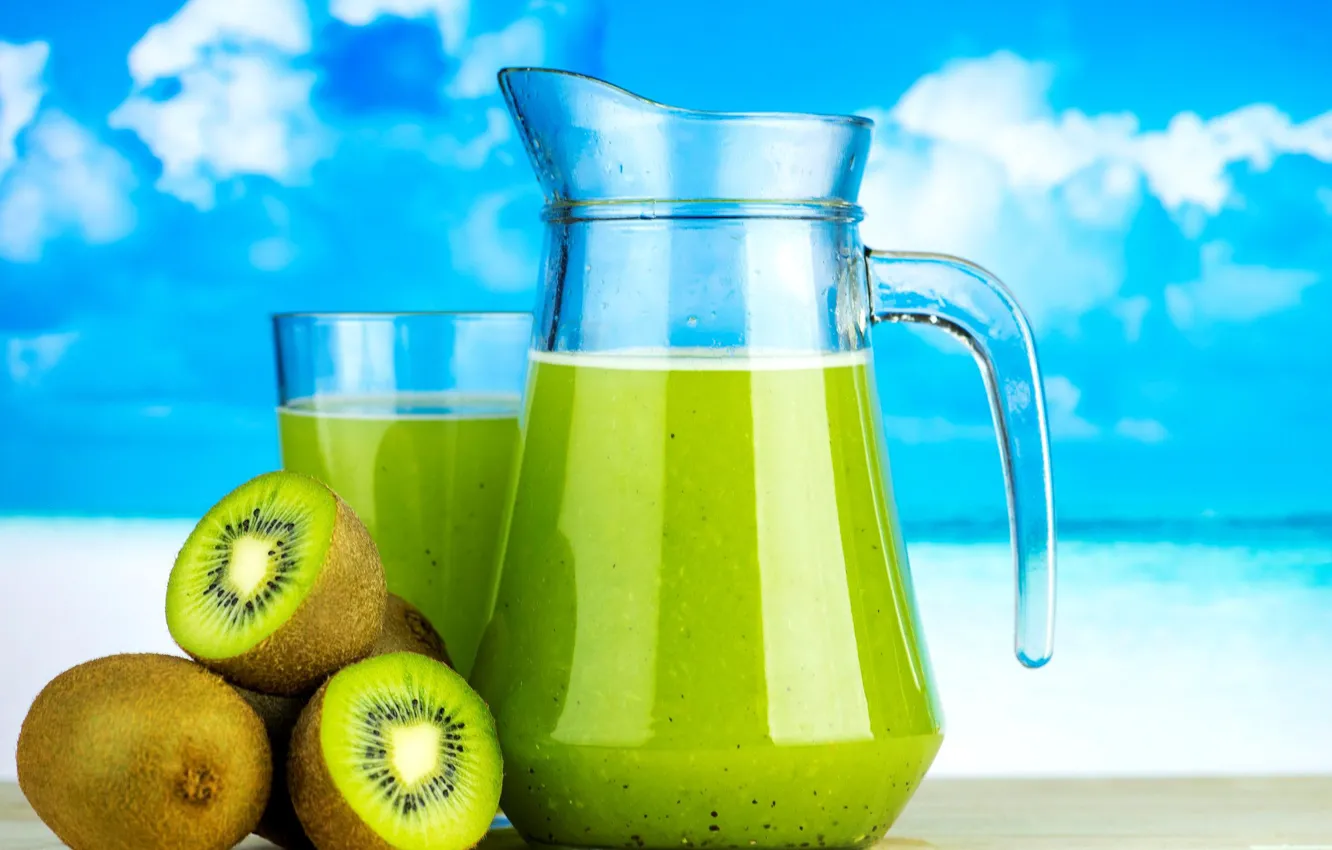 Photo wallpaper summer, kiwi, juice, cocktail, drink, pitcher, smoothies