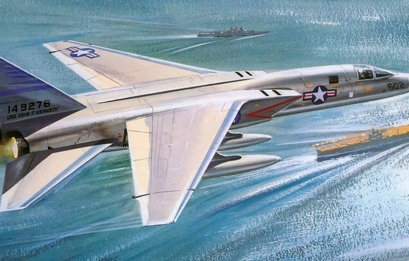 Photo wallpaper figure, ship, art, the carrier, North American, US NAVY, Vigilante, A-5