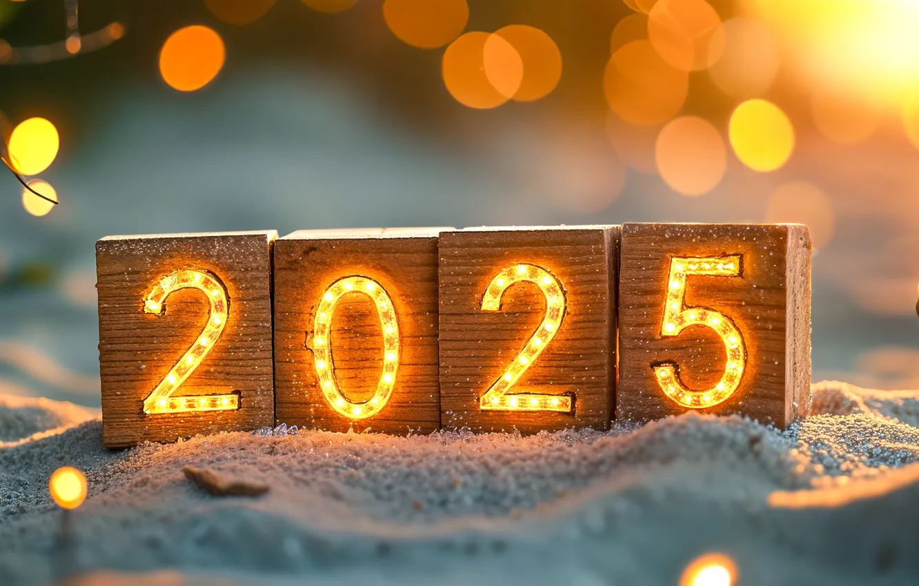 Photo wallpaper winter, light, snow, lights, lights, cubes, new year, figures