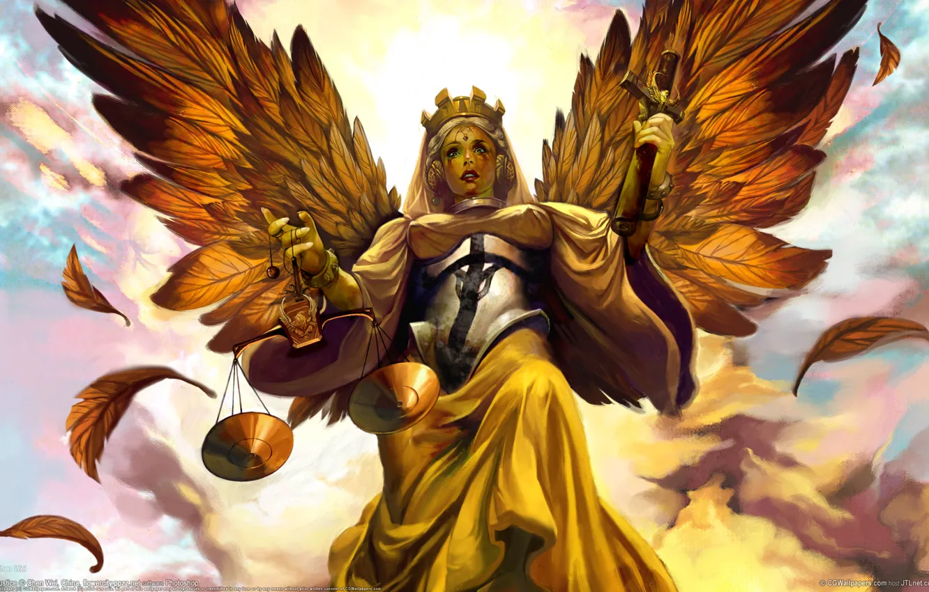 Photo wallpaper wings, Libra, justice