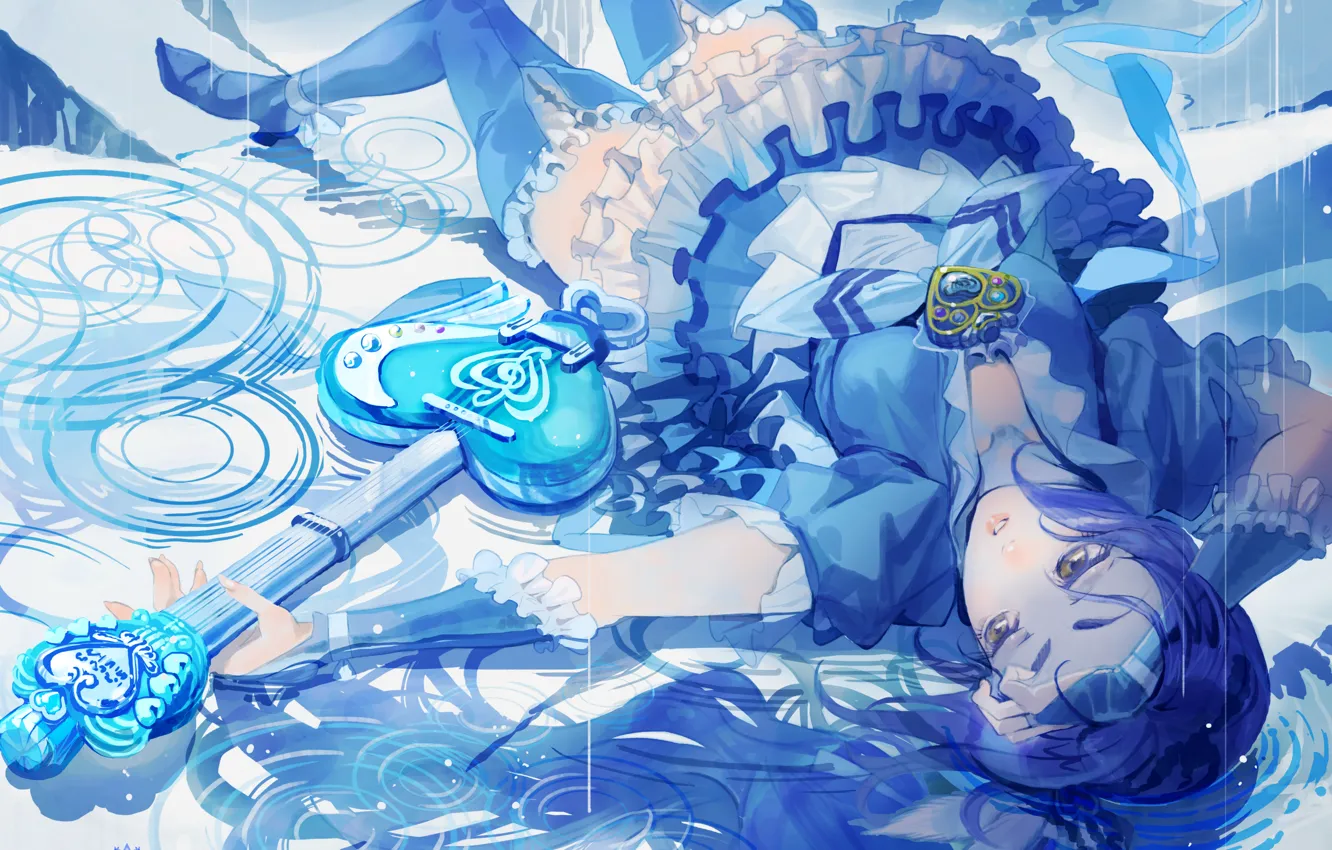 Photo wallpaper blue, guitar, Kurokawa Eren, Cure Beat, Suite Precure, Music Purikyua, moruga