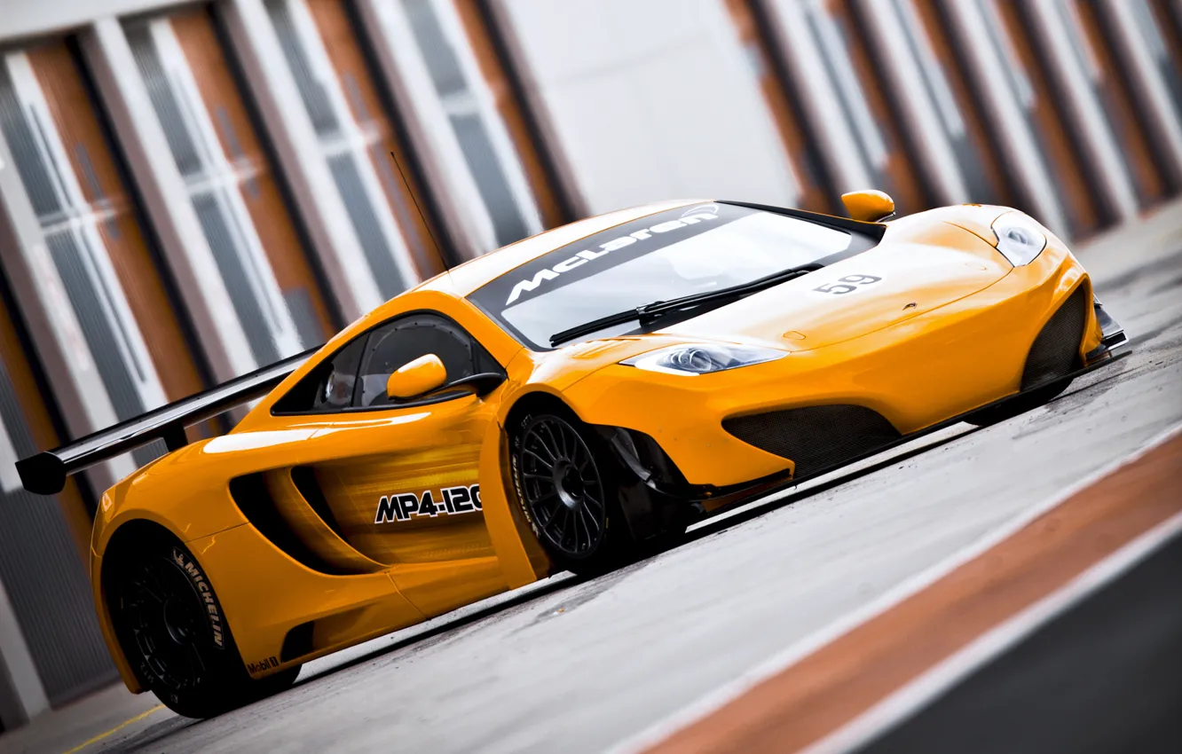 Photo wallpaper McLaren, Machine, Orange, Orange, Car, Race, Car, GT3