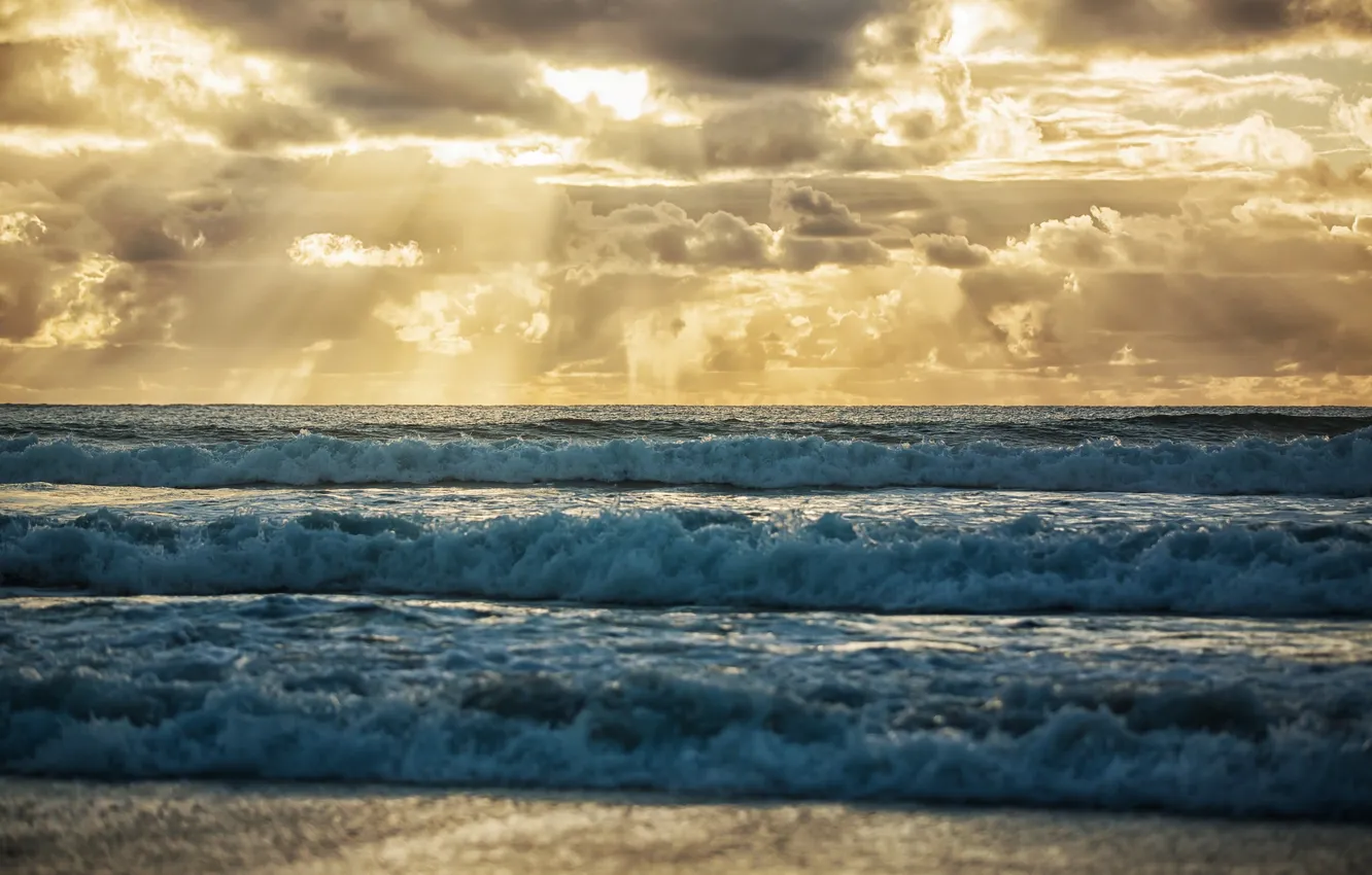 Photo wallpaper sea, wave, the sky