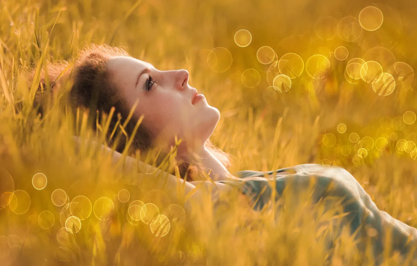 Photo wallpaper glare, portrait, bokeh