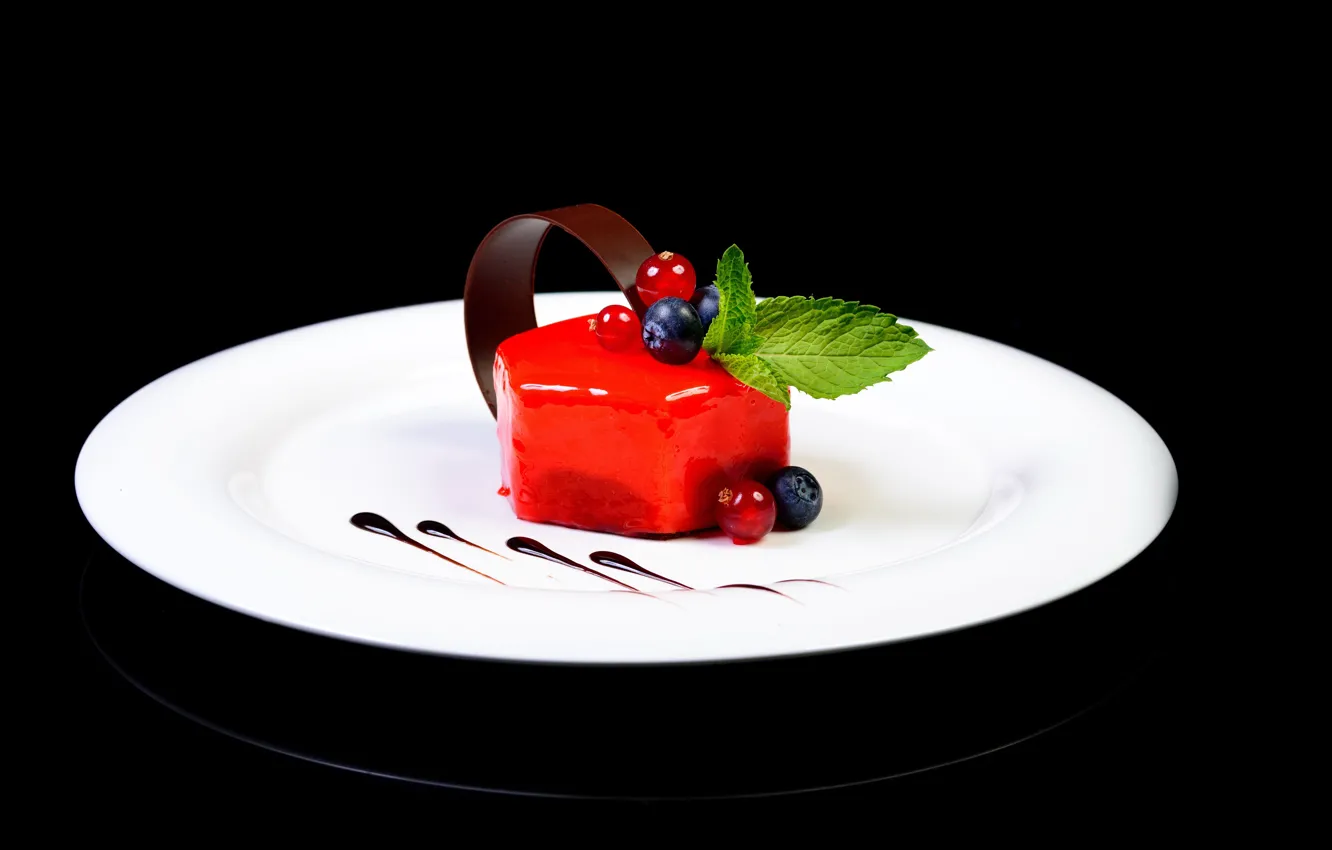 Photo wallpaper berries, food, chocolate, dessert, jelly, desserts