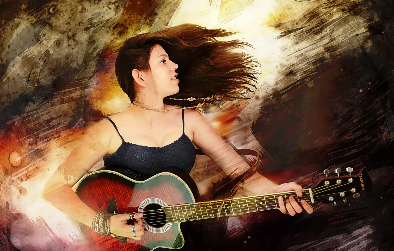 Photo wallpaper style, music, guitar, Irma Montemayor