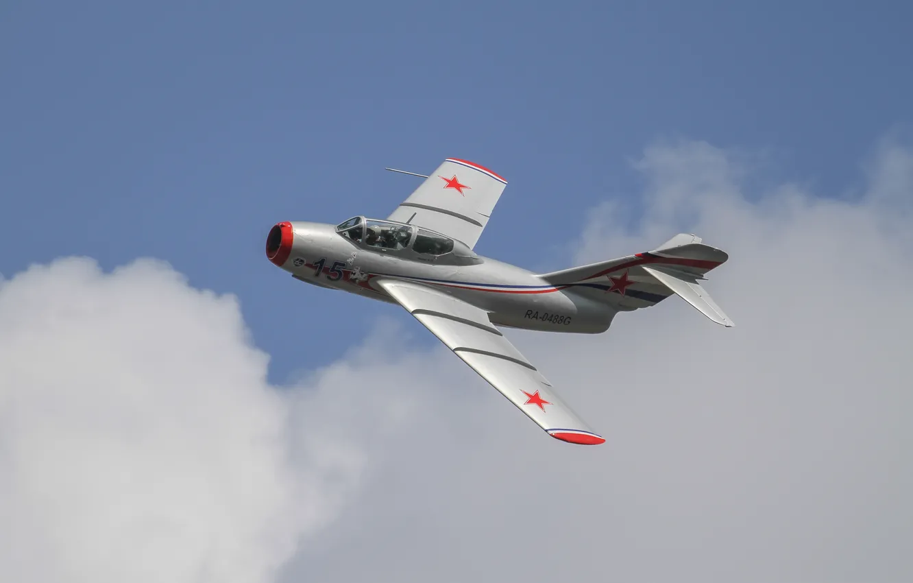 Photo wallpaper the sky, flight, fighter, The MiG-15