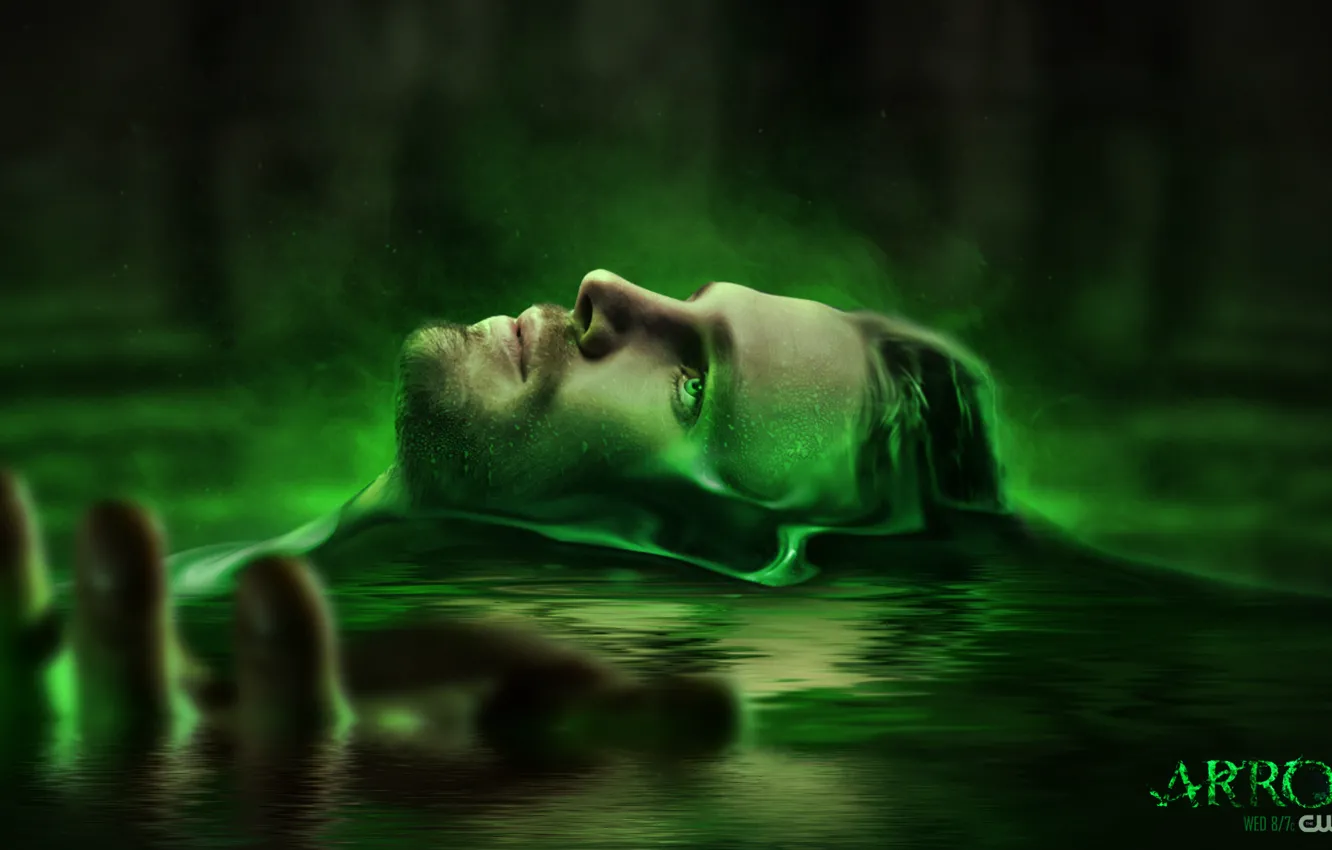 Photo wallpaper water, face, male, the series, arrows, source, Green Arrow, Arrow