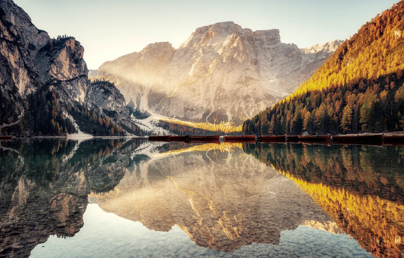 Photo wallpaper wallpaper, river, mountains, landscapes, dawn, reflection, picture