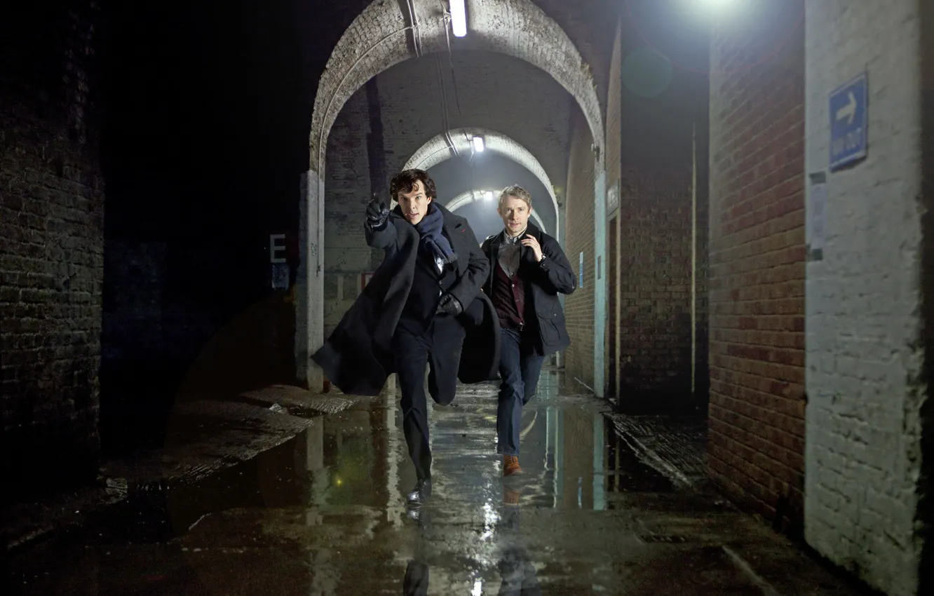 Photo wallpaper the series, Watson, Martin Freeman, serial, Martin Freeman, Benedict Cumberbatch, Benedict Cumberbatch, Watson
