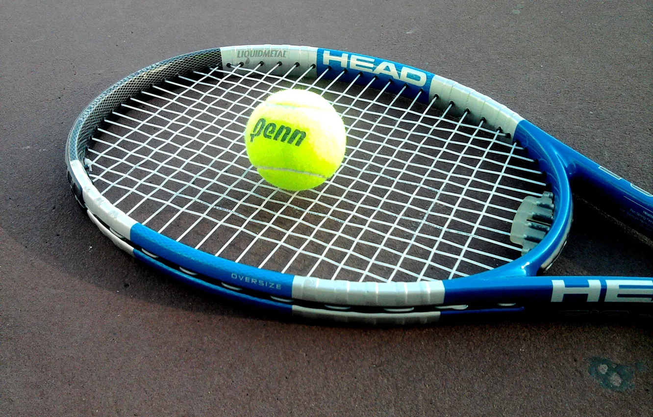 Photo wallpaper the ball, racket, tennis, court