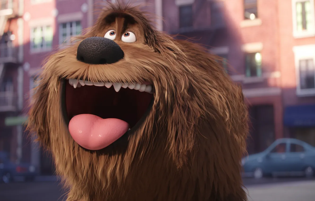 Photo wallpaper car, city, cinema, wallpaper, eyes, dog, cartoon, movie