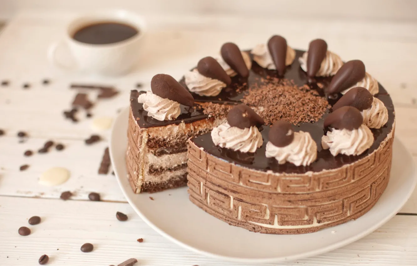 Photo wallpaper chocolate, cake, cream