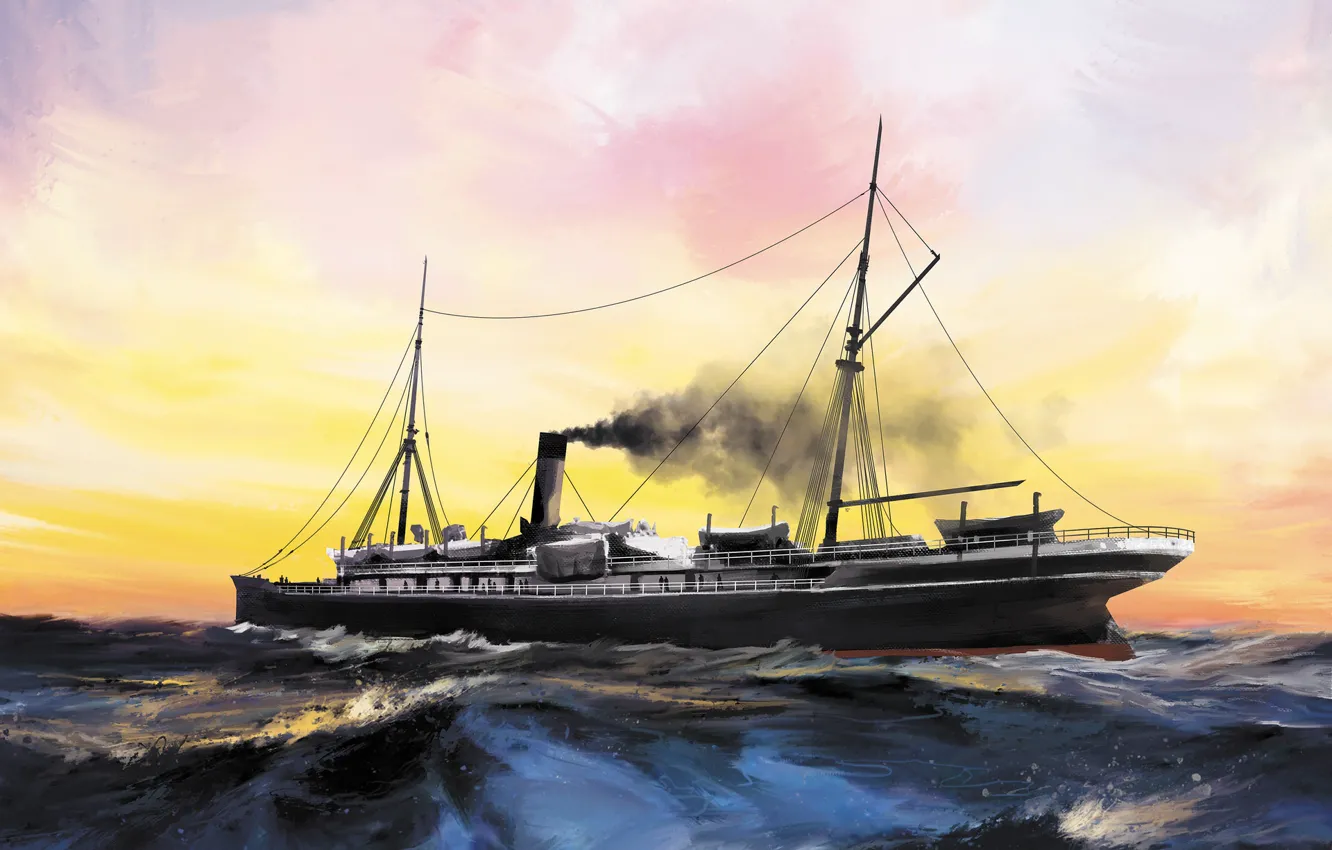 Photo wallpaper wave, ship, Transatlantic Ships, Britannia