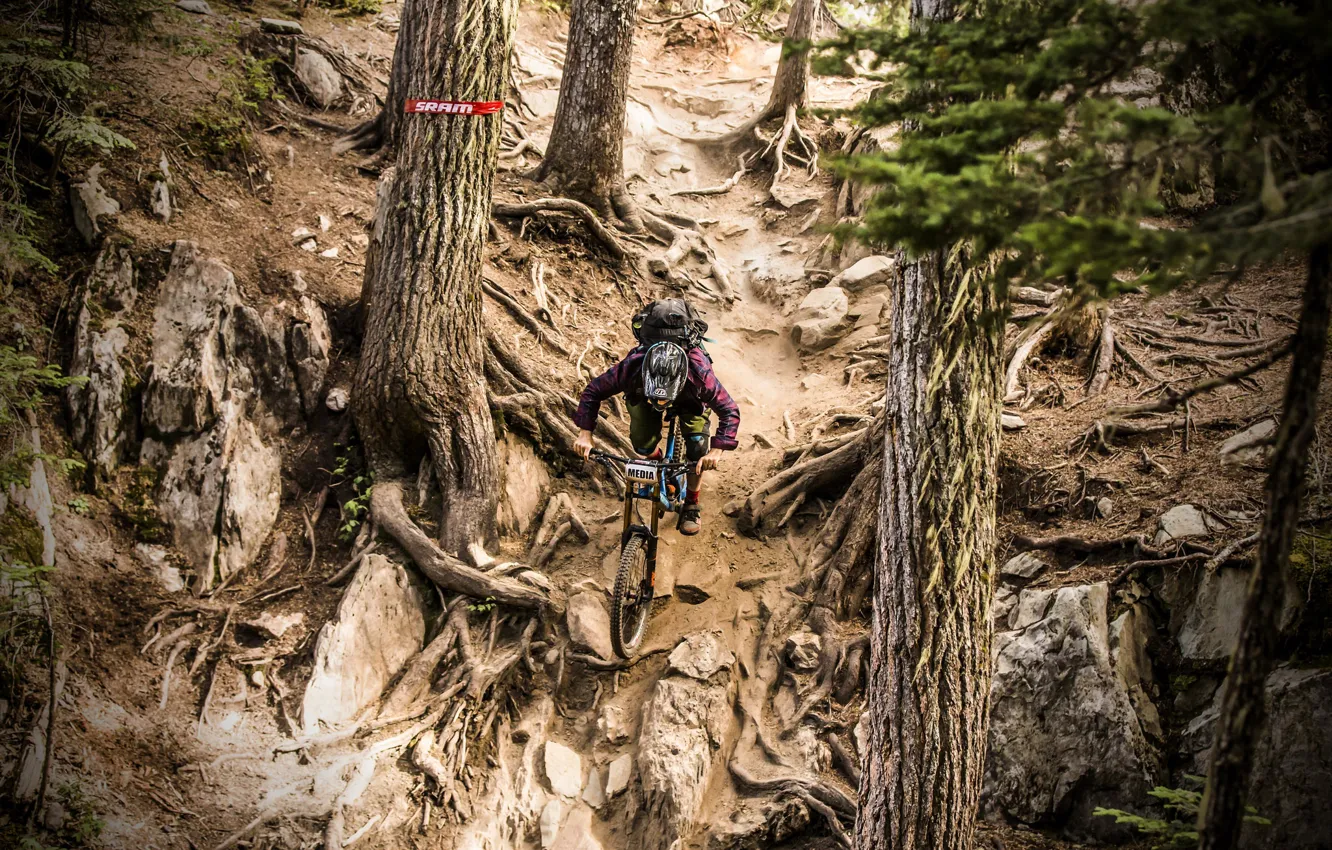 Photo wallpaper mountains, bike, race