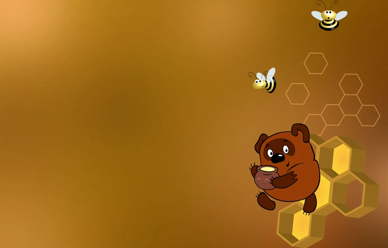 Photo wallpaper bee, cell, honey, Winnie The Pooh