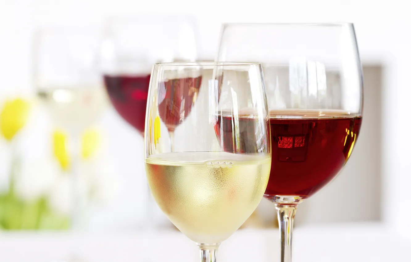 Photo wallpaper glass, wine, red, white, glasses