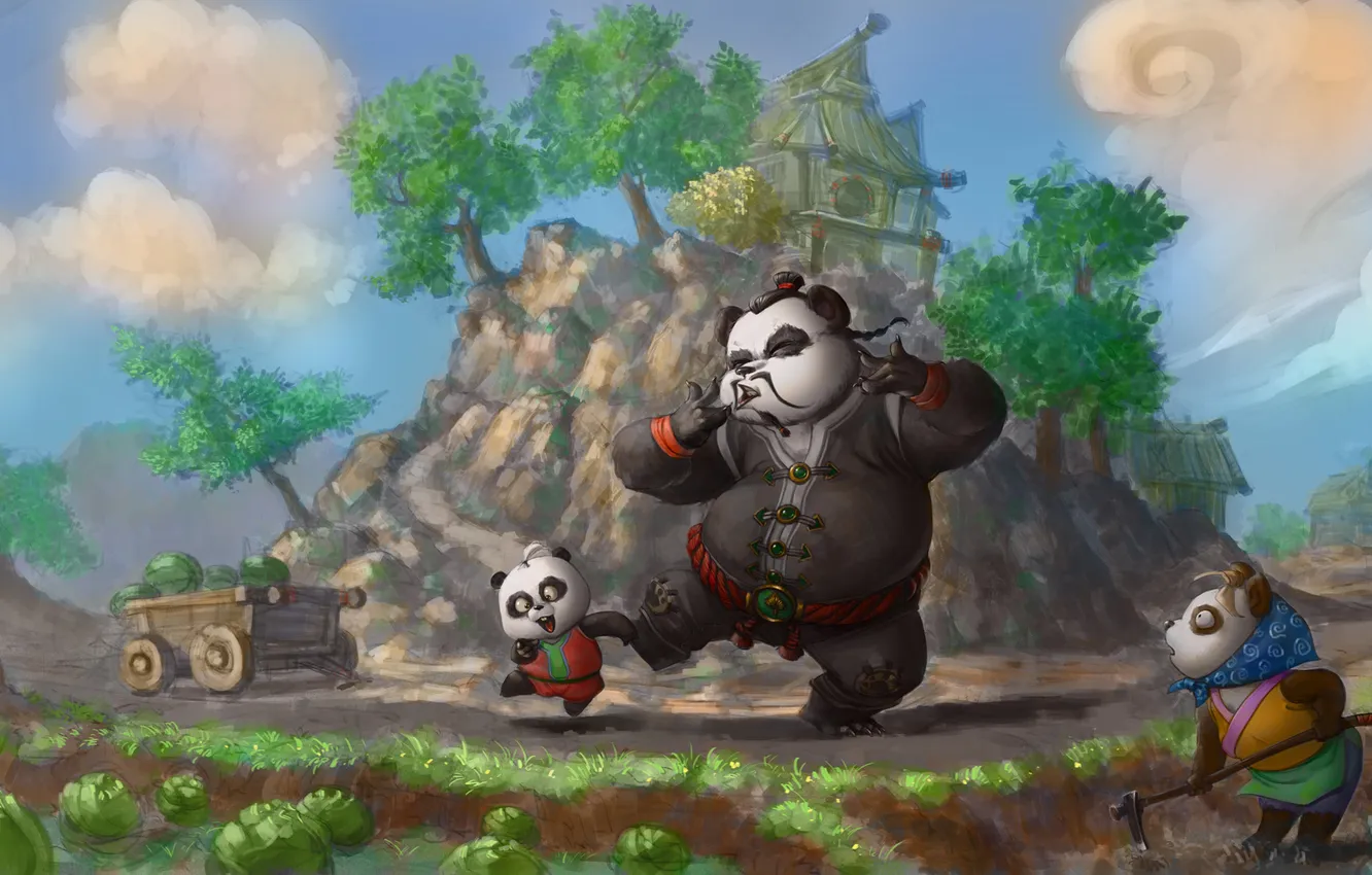 Photo wallpaper fantasy, the game, Panda, World of Warcraft, exercises, wow