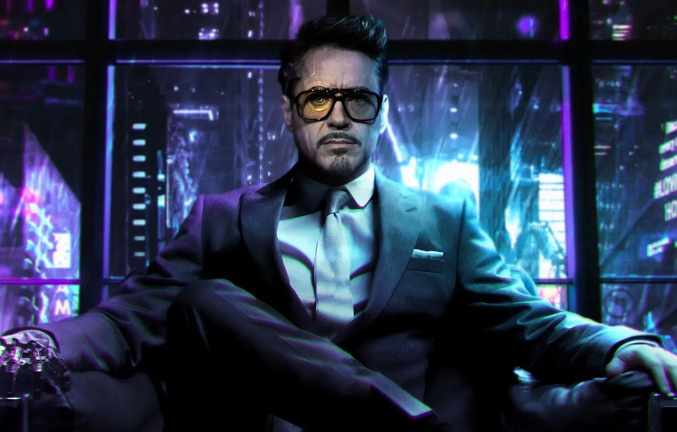 Photo wallpaper Tony Stark, Cyberpunk 2077, Cybepunk 2077