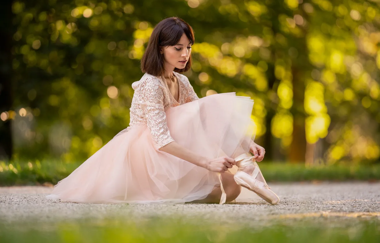 Photo wallpaper girl, face, sweetheart, hair, ballerina