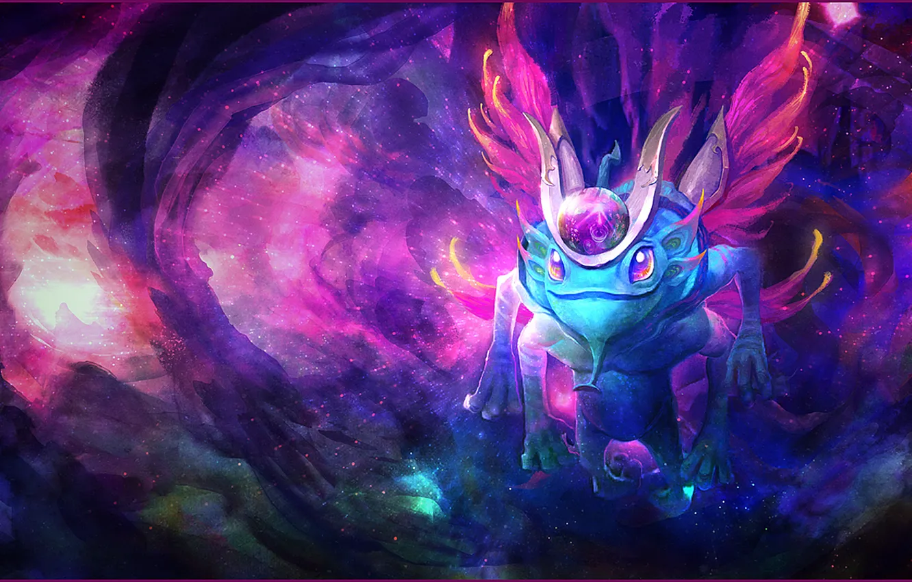 Photo wallpaper magic, wings, art, dota 2, Puck, magic dragon