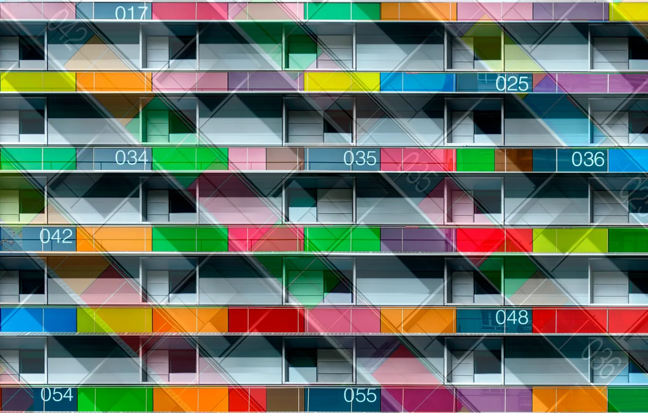 Photo wallpaper color, the city, Windows, balconies