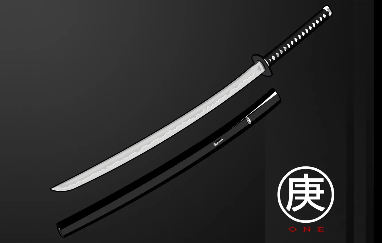 Photo wallpaper katana, characters, Japan, sheath